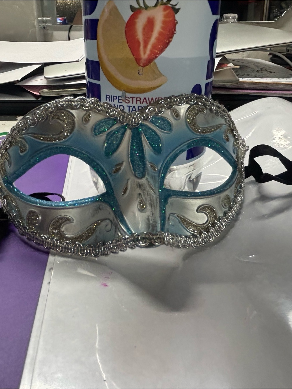 Teal and Silver Decorative Masquerade Mask